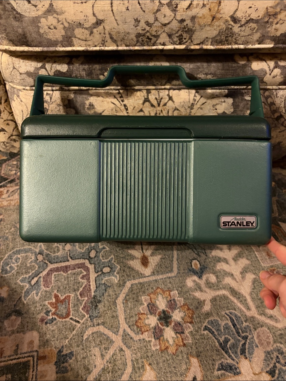 Vintage Stanley Aladdin Green Lunchbox and Locking Lid